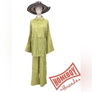 NWT Local European Green Wide Leg Pants Jumpsuit Size Xs